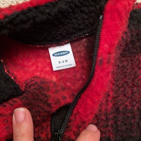 Old Navy Fleece One-Piece Red Black - Picture 5 of 6